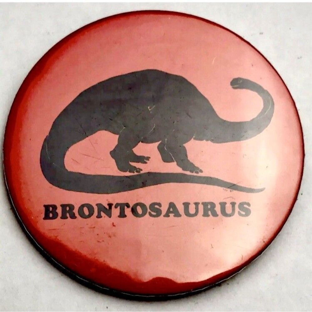 Brontosaurus Dinosaur Pin Button Pinback 80s Vintage 1980s Dino